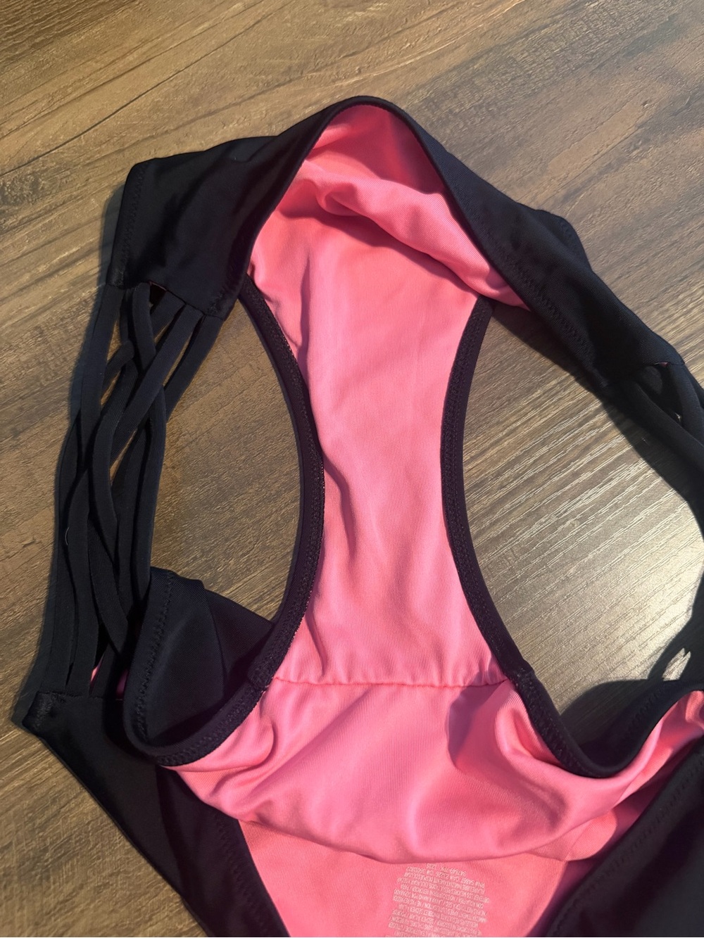 PINK Victoria's Secret Black Bikini Bottom with Pink Lining - Strappy Sides L - Picture 6 of 6